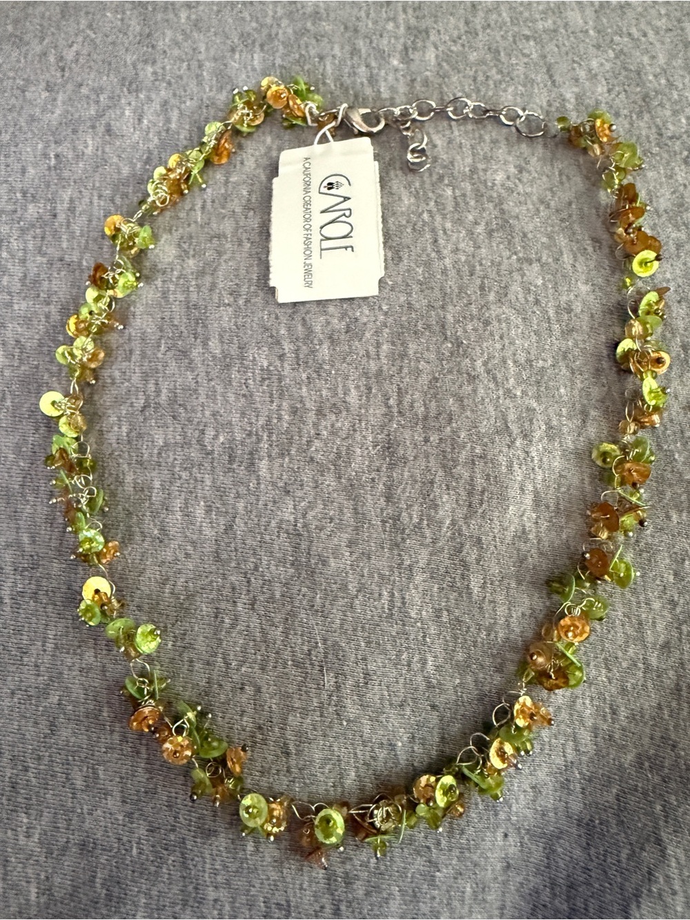 Carolee Lime Green & Gold Cluster Necklace
